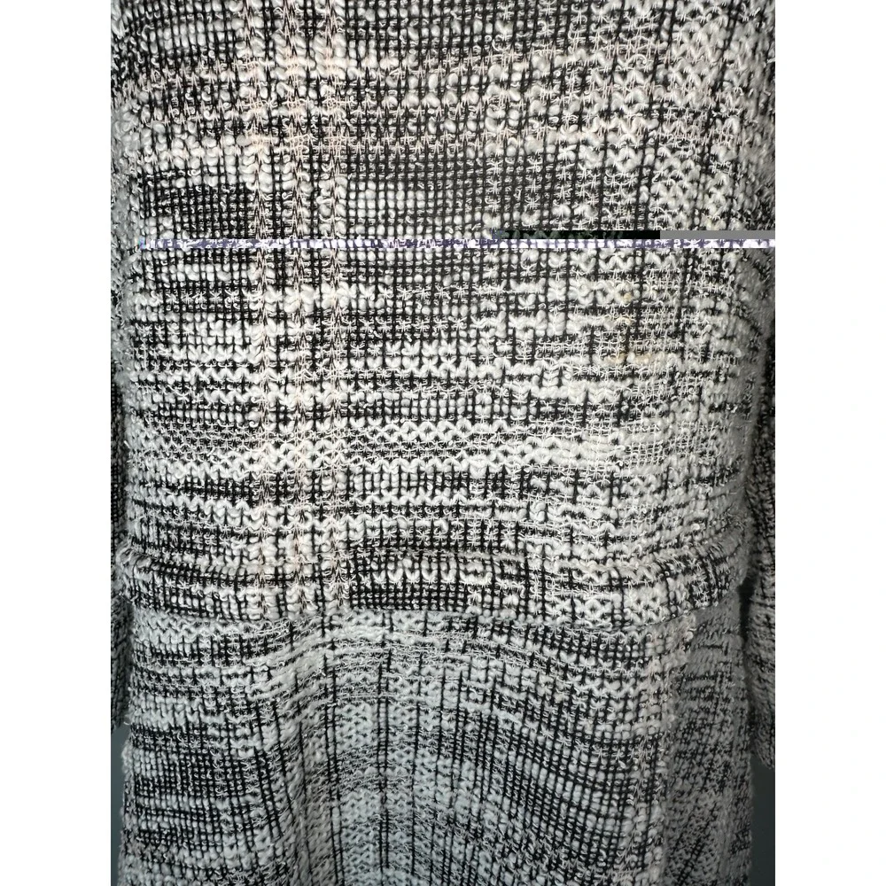 Max Studio Plaid Knit‎ Dress Women LG Black White Long Sleeve Fit & Flare 35